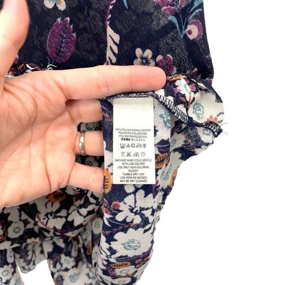Free People Isabelle floral sheer mesh tunic top blouse Size S boho oversized fl - Picture 14 of 14